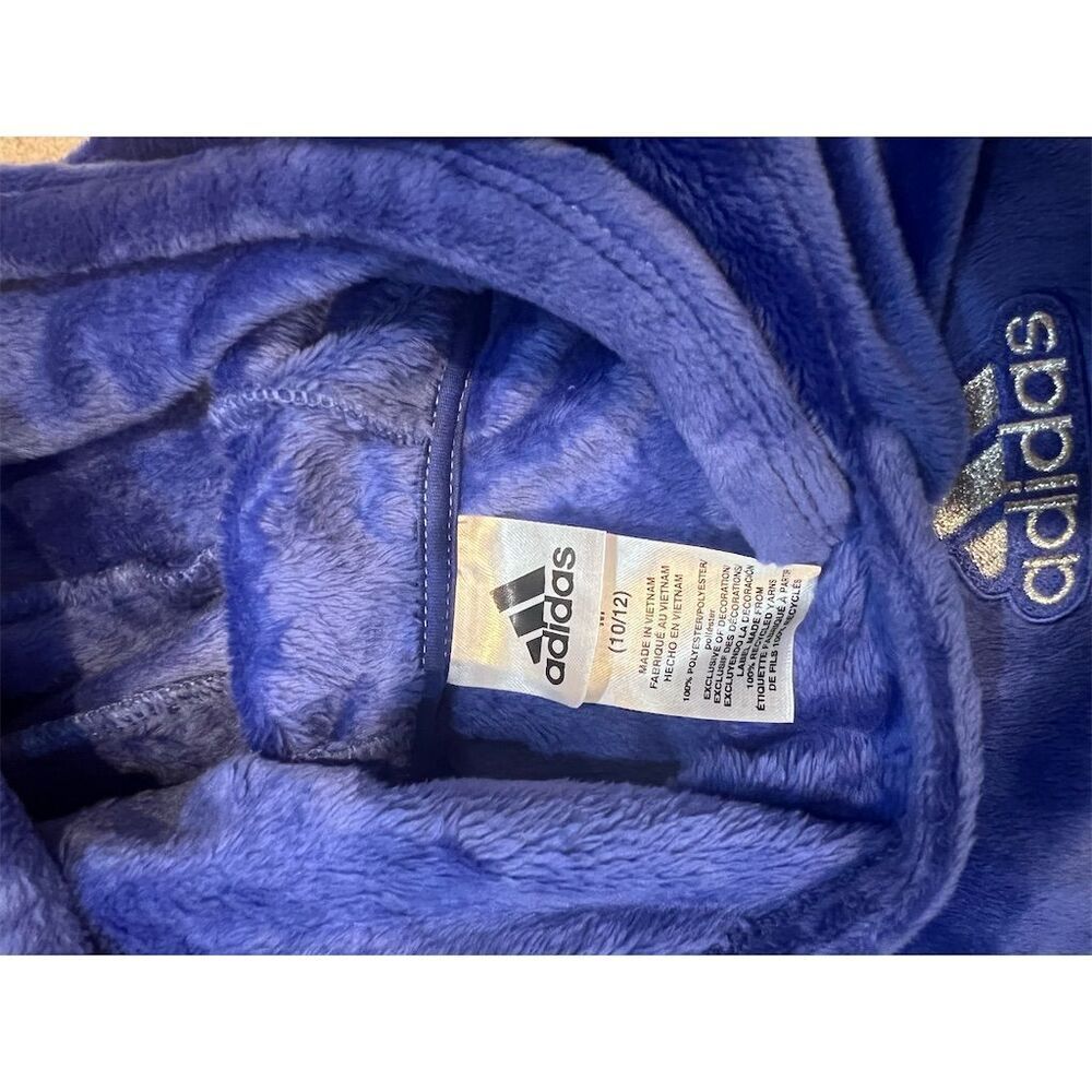 Adidas Kids Fleece Pullover Hoodie Blue Size 10/12 Long Sleeve Casual - Picture 3 of 4